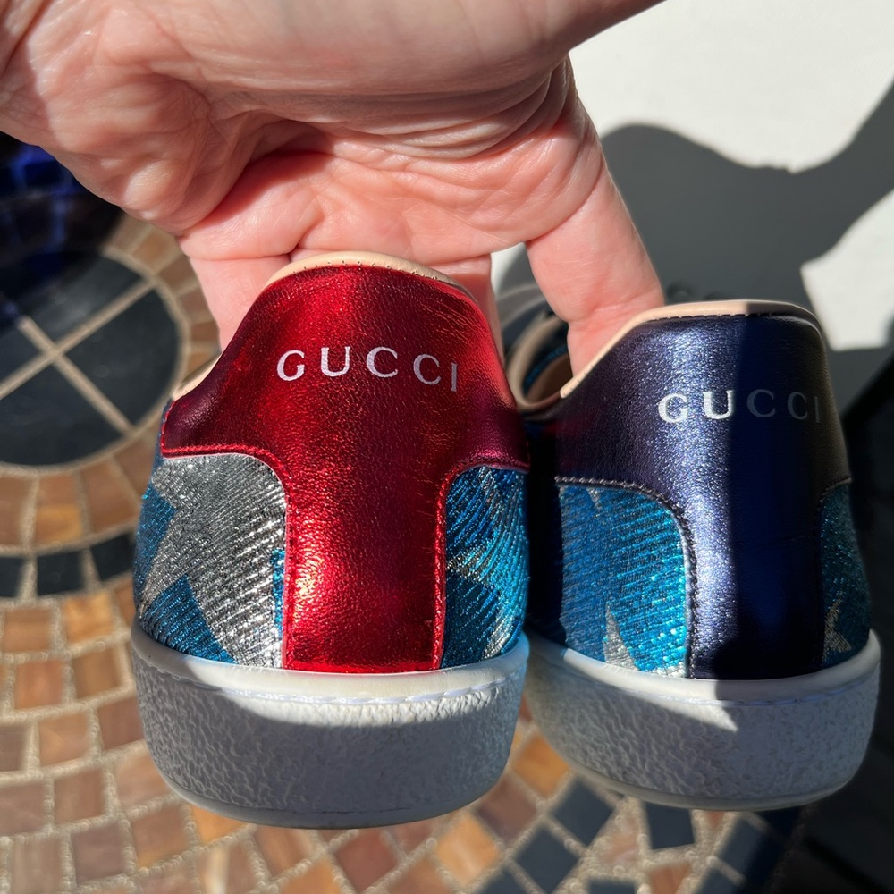 Gucci Ace Lurex Starry Sky Patriotic sneakers 7.5 / 37.5 - excellent - Picture 9 of 11